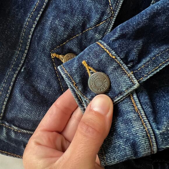 Vintage 80s Dark Wash Denim Best Friends Graphic Buttoned Jacket / XS - Picture 10 of 12